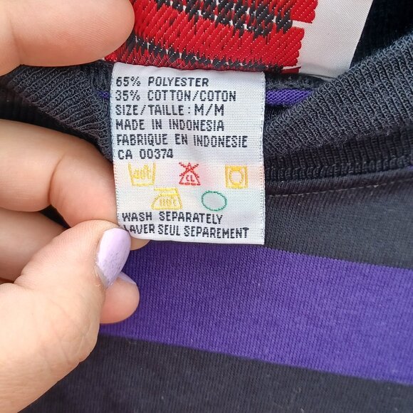 NWT Vintage Perspective Striped Purple and Black Long Sleeve Tee - Picture 6 of 6